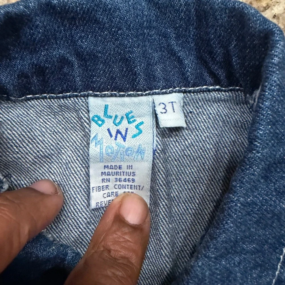 Blues In Motion Kids Vintage Denim Trucker Jacket Medium Wash Blue 3T